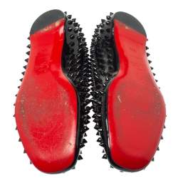 Pre Owned Christian Louboutin Black Patent Leather Pigalle Spike Flats Size 39.5