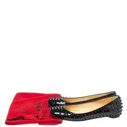 Pre Owned Christian Louboutin Black Patent Leather Pigalle Spike Flats Size 39.5