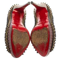 Christian Louboutin Multicolor Leather, Snakeskin and Lizard Lady Cabo Beaded Pumps Size 37