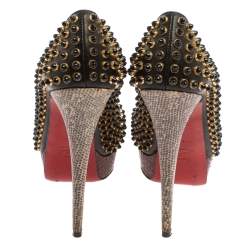 Christian Louboutin Multicolor Leather, Snakeskin and Lizard Lady Cabo Beaded Pumps Size 37