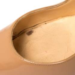 Pre Owned Christian Louboutin Beige Patent Leather So Kate Pumps Size 34.5