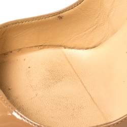 Pre Owned Christian Louboutin Beige Patent Leather So Kate Pumps Size 34.5