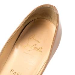 Pre Owned Christian Louboutin Beige Patent Leather So Kate Pumps Size 34.5