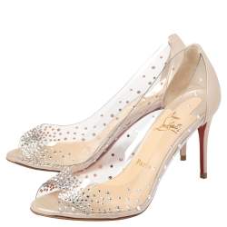 Pre Owned Christian Louboutin Beige PVC And Leather Sucre Glace Pumps Size 36