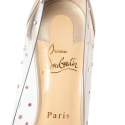 Pre Owned Christian Louboutin Beige PVC And Leather Sucre Glace Pumps Size 36