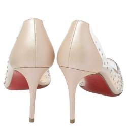 Pre Owned Christian Louboutin Beige PVC And Leather Sucre Glace Pumps Size 36