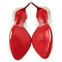 Pre Owned Christian Louboutin Beige PVC And Leather Sucre Glace Pumps Size 36