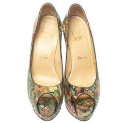 Christian Louboutin Multicolor Snakeskin Palais Royal Peep Toe Pumps Size 37.5