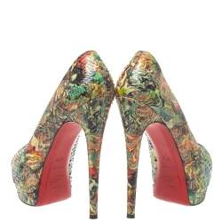 Christian Louboutin Multicolor Snakeskin Palais Royal Peep Toe Pumps Size 37.5