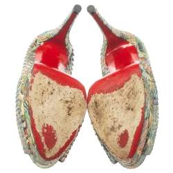 Christian Louboutin Multicolor Snakeskin Palais Royal Peep Toe Pumps Size 37.5