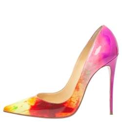 Pre Owned Christian Louboutin Multicolor Patent Leather So Kate Pumps Size 39.5