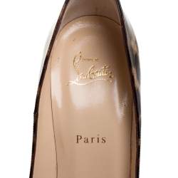 Pre Owned Christian Louboutin Beige Leopard Print Patent Leather So Kate Pumps Size 40