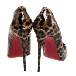 Pre Owned Christian Louboutin Beige Leopard Print Patent Leather So Kate Pumps Size 40