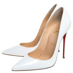 Pre Owned Christian Louboutin White Patent Leather So Kate Pumps Size 39.5