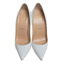 Pre Owned Christian Louboutin White Patent Leather So Kate Pumps Size 39.5