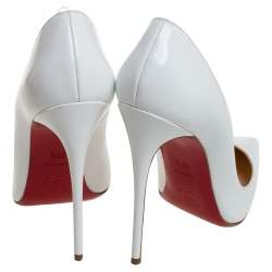 Pre Owned Christian Louboutin White Patent Leather So Kate Pumps Size 39.5