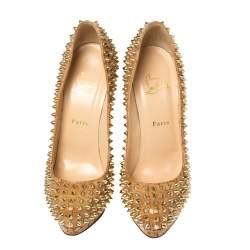 مملوكة مسبقًا Christian Louboutin Beige Patent Leather Cork Alti Spike Platform Pumps Size 39
