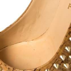 مملوكة مسبقًا Christian Louboutin Beige Patent Leather Cork Alti Spike Platform Pumps Size 39