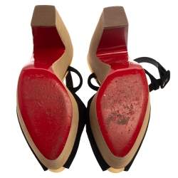 Pre Owned Christian Louboutin Black Suede Rozeppa  Platform Sandals Size 36