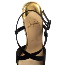 Pre Owned Christian Louboutin Black Suede Rozeppa  Platform Sandals Size 36