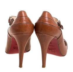 مملوكة مسبقًا Christian Louboutin Brown Leather Wall Street Pumps Size 38