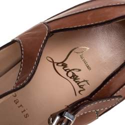 مملوكة مسبقًا Christian Louboutin Brown Leather Wall Street Pumps Size 38