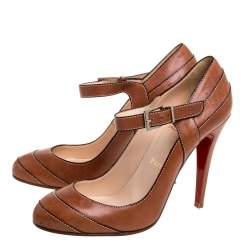 مملوكة مسبقًا Christian Louboutin Brown Leather Wall Street Pumps Size 38
