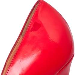 Pre Owned Christian Louboutin Neon Orange Patent Leather Pigalle Pumps Size 37.5 