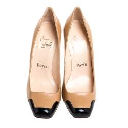 Pre Owned Christian Louboutin Brown/Black Leather Particule Pumps Size 38