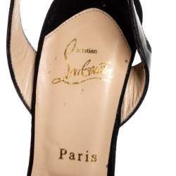 Pre Owned Christian Louboutin Black Suede And Patent Leather Djaldos Spechio Ankle Strap Wedges Size 39.5