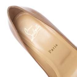 Pre Owned Christian Louboutin Beige Patent Leather New Very Prive Peep Toe Pumps Size 39