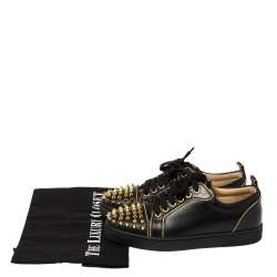 مملوكة مسبقًا حذاء رياضي كريستيان لوبوتان "لوي جونيور" منخفض من أعلى مرصع سبايك جلد أسود مقاس 35