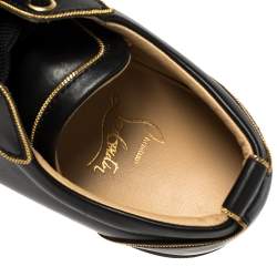 مملوكة مسبقًا حذاء رياضي كريستيان لوبوتان "لوي جونيور" منخفض من  أعلى مرصع سبايك جلد أسود مقاس 35