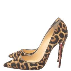 Pre Owned Christian Louboutin Beige Leopard Print Calf Hair Pigalle Follies Pumps Size 38