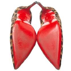 Pre Owned Christian Louboutin Beige Leopard Print Calf Hair Pigalle Follies Pumps Size 38