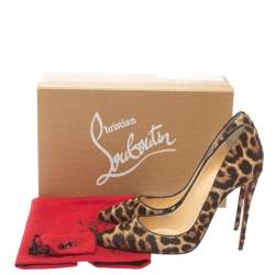 Pre Owned Christian Louboutin Beige Leopard Print Calf Hair Pigalle Follies Pumps Size 38