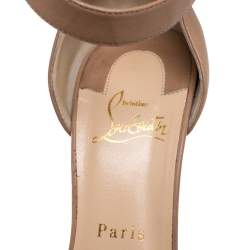 Pre Owned Christian Louboutin Beige Leather Tuctopen Platform Sandals Size 39