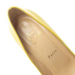 Pre Owned حذاء كعب غالي كريستيان لوبوتان سو كيت جلد أصفر لامع مقدمة مدببة مقاس 41