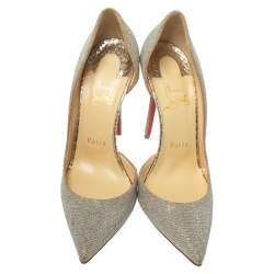 Pre Owned Christian Louboutin Multicolor Glitter Fabric Iriza D'orsay Pointed Toe Pumps Size 38