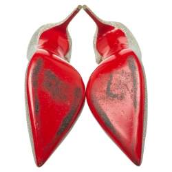 Pre Owned Christian Louboutin Multicolor Glitter Fabric Iriza D'orsay Pointed Toe Pumps Size 38