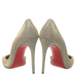 Pre Owned Christian Louboutin Multicolor Glitter Fabric Iriza D'orsay Pointed Toe Pumps Size 38