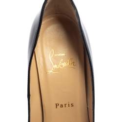 Pre Owned Christian Louboutin Black Patent Lady Peep Toe Platform Pumps Size 39.5