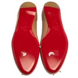 مملوكة مسبقًا Christian Louboutin Beige Leather Bow Ballet Flats Size 37.5
