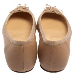 مملوكة مسبقًا Christian Louboutin Beige Leather Bow Ballet Flats Size 37.5