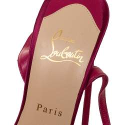 Christian Louboutin Pink Satin Platform Ankle Wrap Sandals Size 38