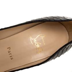 مملوكة مسبقًا Christian Louboutin Black Python Madame Butterfly Peep Toe Pumps Size 39