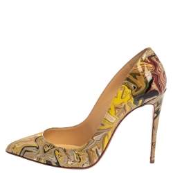 Pre Owned Christian Louboutin Multicolor Print Patent Leather Pigalle Follies Pumps Size 37