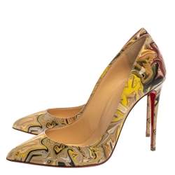 Pre Owned Christian Louboutin Multicolor Print Patent Leather Pigalle Follies Pumps Size 37