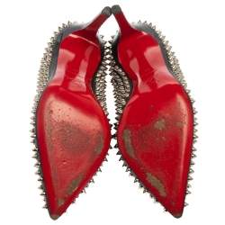 Pre Owned Christian Louboutin Black Leather Pigalle Spike Pumps Size 40