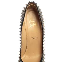 Pre Owned Christian Louboutin Black Leather Pigalle Spike Pumps Size 40